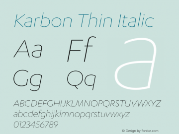 Karbon Thin Italic Version 20.260图片样张