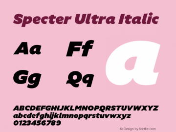 Specter Ultra It Version 1.005; Specter Ultra Italic图片样张