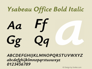 Ysabeau Office Bold Italic Version 2.001;gftools[0.9.30]; featfreeze: tnum,lnum,ss02图片样张