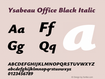 Ysabeau Office Black Italic Version 2.001;gftools[0.9.30]; featfreeze: tnum,lnum,ss02图片样张