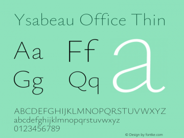 Ysabeau Office Thin Version 2.001;gftools[0.9.30]; featfreeze: tnum,lnum,ss02图片样张