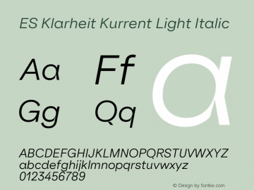 ES Klarheit Kurrent Light Italic Version 2.003图片样张