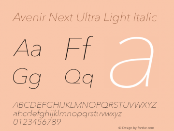 Avenir Next Ultra Light Italic 8.0d5e6图片样张