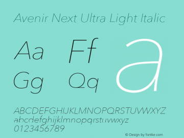 Avenir Next Ultra Light Italic 13.0d1e10图片样张