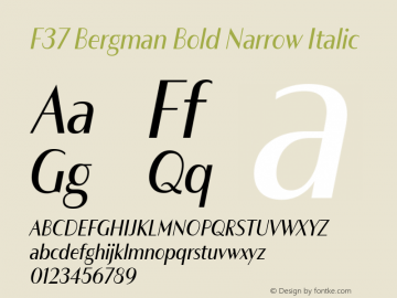 F37 Bergman Bold Narrow Italic Version 3.000图片样张
