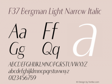 F37 Bergman Light Narrow Italic Version 3.000图片样张