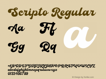 Scripto Version 1.000;September 1, 2022;FontCreator 14.0.0.2814 64-bit图片样张