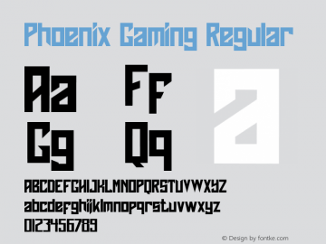 Phoenix Gaming Version 1.00;August 30, 2021;FontCreator 12.0.0.2565 64-bit图片样张