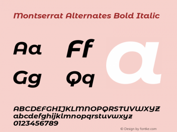 Montserrat Alternates Bold Italic Version 7.200图片样张