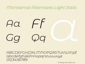 Montserrat Alternates Light Italic Version 7.200图片样张