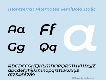 Montserrat Alternates SemiBold Italic Version 7.200图片样张