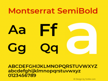 Montserrat SemiBold Version 7.200图片样张