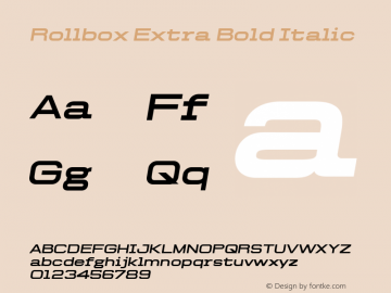 Rollbox Extra Bold Italic Version 1.000图片样张