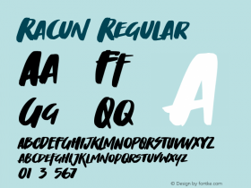 Racun Version 1.00;May 9, 2022;FontCreator 13.0.0.2683 64-bit图片样张