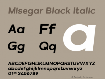 Misegar-BlackItalic Version 1.000图片样张