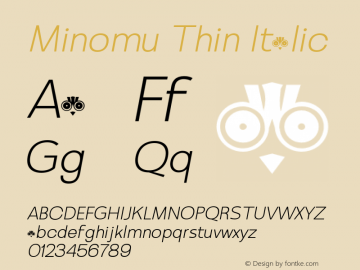 Minomu-ThinItalic Version 1.000图片样张