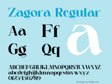 Zagora Version 1.00;November 10, 2021;FontCreator 13.0.0.2675 64-bit图片样张