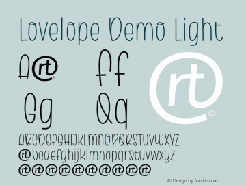 Lovelope Demo Light Version 1.000;September 18, 2022;FontCreator 14.0.0.2814 64-bit图片样张