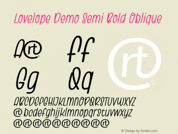 Lovelope Demo Semi Bold Oblique Version 1.000;September 18, 2022;FontCreator 14.0.0.2814 64-bit图片样张