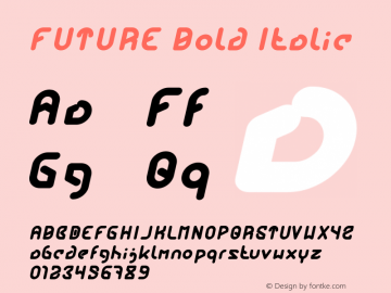 FUTURE Bold Italic Version 1.00;July 15, 2018;FontCreator 11.5.0.2427 64-bit图片样张