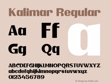 Kalimar Version 1.00;September 1, 2022;FontCreator 13.0.0.2683 64-bit图片样张