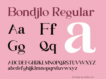 Bondjlo Version 1.00;September 20, 2020;FontCreator 12.0.0.2547 64-bit图片样张