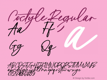 Costyle Version 1.00;November 9, 2021;FontCreator 13.0.0.2675 64-bit图片样张