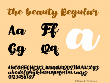 the beauty Version 1.00;April 25, 2020;FontCreator 12.0.0.2545 64-bit图片样张