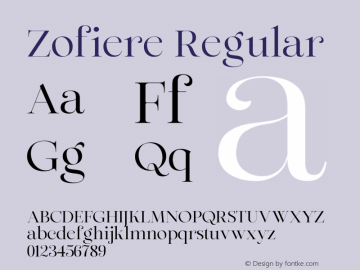 Zofiere Version 1.00;September 21, 2022;FontCreator 13.0.0.2683 32-bit图片样张