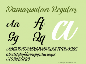 Damarwulan Version 1.00;September 27, 2021;FontCreator 12.0.0.2565 64-bit图片样张