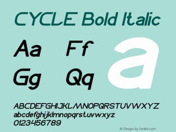 CYCLE Bold Italic Version 1.00;January 21, 2018;FontCreator 11.0.0.2408 64-bit图片样张