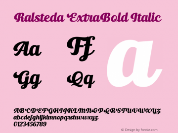 Ralsteda-ExtraBoldItalic Version 1.000图片样张
