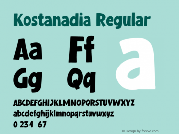 Kostanadia Version 1.00;May 9, 2022;FontCreator 13.0.0.2683 64-bit图片样张