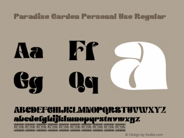 Paradise Garden Personal Use Version 1.00;November 7, 2022;FontCreator 13.0.0.2683 64-bit图片样张