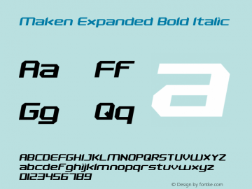 Maken Expanded Bold Italic Version 1.003图片样张
