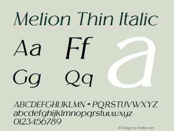 Melion-ThinItalic Version 1.000图片样张