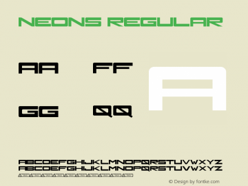 Neons Version 1.00;August 16, 2022;FontCreator 12.0.0.2563 64-bit图片样张
