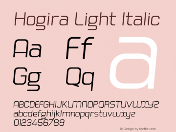 Hogira-LightItalic Version 1.000图片样张