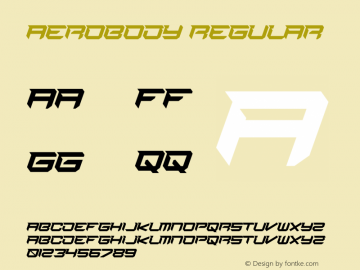 Aerobody Version 1.00;December 8, 2022;FontCreator 12.0.0.2539 64-bit图片样张