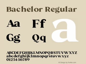 Bachelor Regular Version 2.00;September 1, 2021;FontCreator 12.0.0.2525 64-bit图片样张