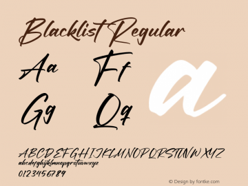 Blacklist Version 1.00;September 11, 2021;FontCreator 13.0.0.2683 64-bit图片样张