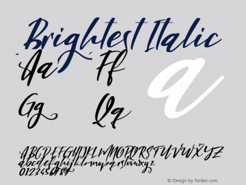 Brightest Italic Version 1.00;July 27, 2020;FontCreator 11.5.0.2430 64-bit图片样张