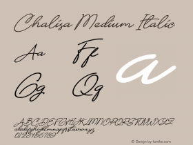 Chalisa-MediumItalic Version 1.00;October 25, 2020;FontCreator 12.0.0.2563 64-bit图片样张