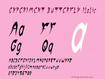 EXPERIMENT BUTTERFLY Italic Version 1.00;May 14, 2018;FontCreator 11.5.0.2427 64-bit图片样张