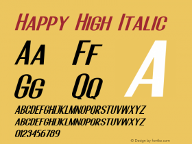 Happy High Italic Version 1.00;February 19, 2021;FontCreator 11.5.0.2430 64-bit图片样张