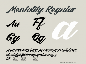 Mentality Version 1.00;April 13, 2021;FontCreator 13.0.0.2683 64-bit图片样张