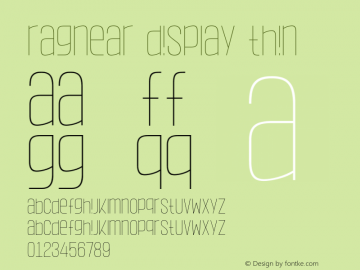 Ragnear Display Thin Version 1.00;March 3, 2022;FontCreator 13.0.0.2683 32-bit图片样张
