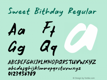 Sweet Bithday Version 1.00;February 9, 2020;FontCreator 11.5.0.2427 64-bit图片样张