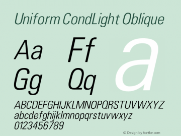 Uniform CondLight Oblique 001.000 Font Sample
