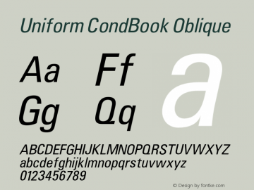 Uniform CondBook Oblique 001.000 Font Sample